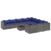 Set de sofás de jardín 11 pzas y cojines ratán sintético gris