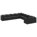 Set de sofás de jardín y cojines 10 pzas ratán sintético negro