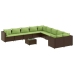Set de sofás de jardín 11 pzas cojines ratán sintético marrón