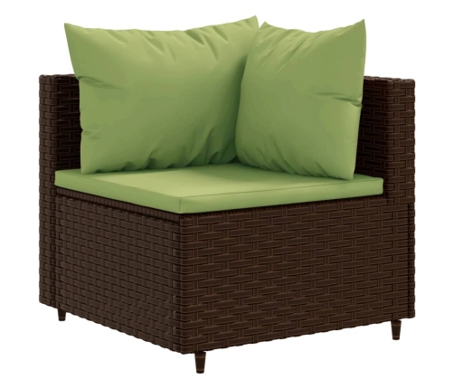 Set de sofás de jardín 11 pzas cojines ratán sintético marrón