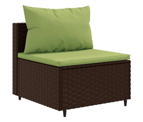 Set de sofás de jardín 11 pzas cojines ratán sintético marrón