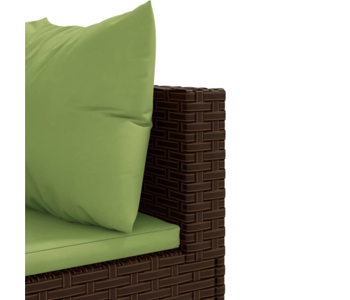 Set de sofás de jardín 11 pzas cojines ratán sintético marrón
