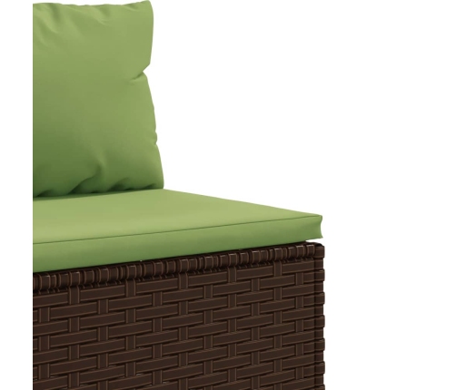 Set de sofás de jardín 11 pzas cojines ratán sintético marrón