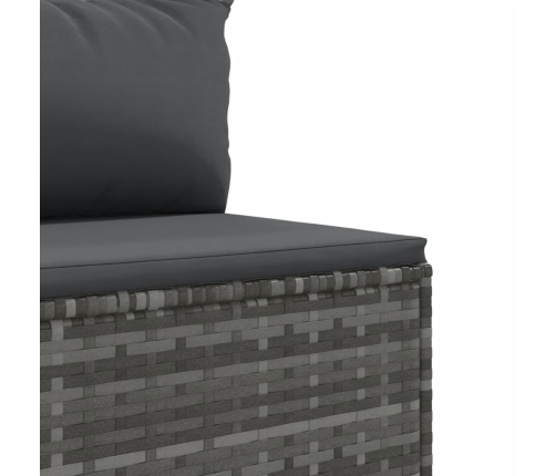 Set de sofás de jardín 4 pzas y cojines ratán sintético gris