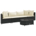 Set de muebles de jardín 5 pzas y cojines ratán sintético negro