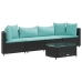 Set de muebles de jardín 5 pzas y cojines ratán sintético negro