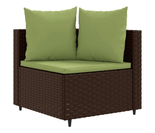 Set comedor de jardín 5 piezas y cojines ratán sintético marrón