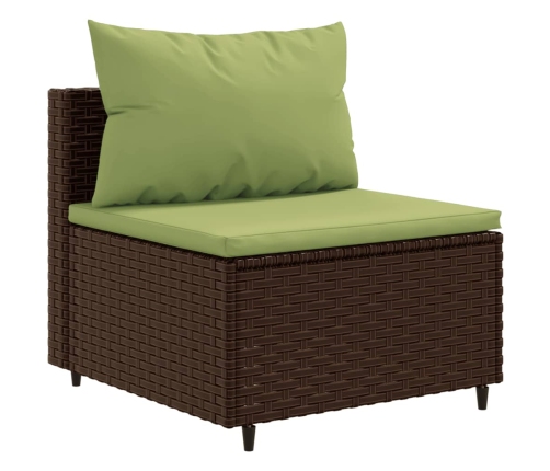 Set comedor de jardín 5 piezas y cojines ratán sintético marrón