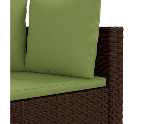Set comedor de jardín 5 piezas y cojines ratán sintético marrón