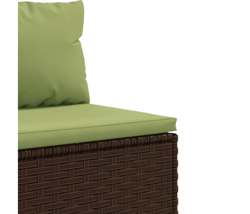 Set comedor de jardín 5 piezas y cojines ratán sintético marrón