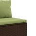 Set comedor de jardín 5 piezas y cojines ratán sintético marrón