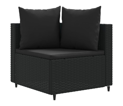 Set de sofás de jardín 7 pzas con cojines ratán sintético negro