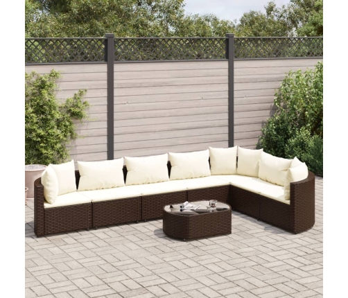 Set sofás de jardín 8 piezas y cojines ratán sintético marrón