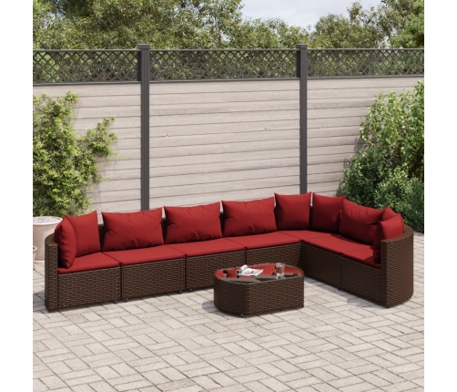 Set sofás de jardín 8 piezas y cojines ratán sintético marrón