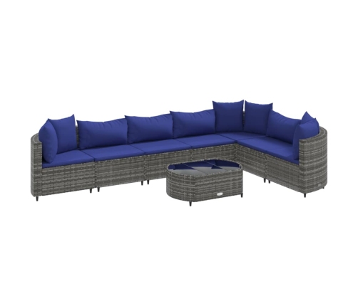 Set de sofás de jardín y cojines 8 piezas ratán sintético gris