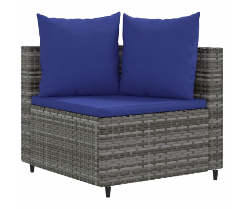 Set de sofás de jardín y cojines 8 piezas ratán sintético gris