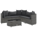 Set de muebles de jardín 6 pzas y cojines ratán sintético gris