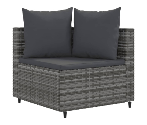 Set de muebles de jardín 6 pzas y cojines ratán sintético gris
