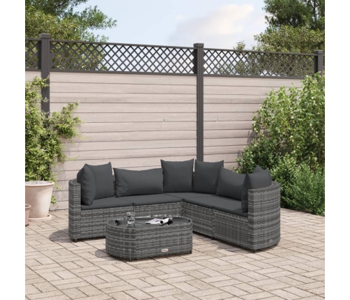 Set de muebles de jardín 6 pzas y cojines ratán sintético gris
