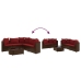 Set sofás de jardín 6 piezas y cojines ratán sintético marrón