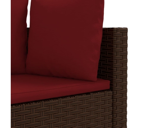 Set sofás de jardín 6 piezas y cojines ratán sintético marrón