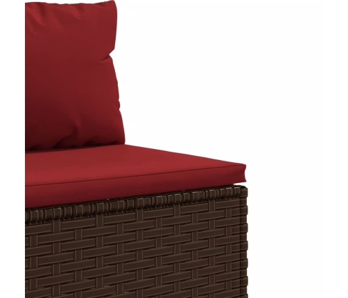 Set sofás de jardín 6 piezas y cojines ratán sintético marrón