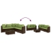 Set sofás de jardín 6 piezas y cojines ratán sintético marrón