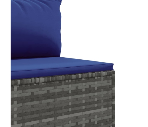 Set de sofás de jardín y cojines 10 pzas ratán sintético gris