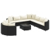 Set de sofás de jardín y cojines 10 pzas ratán sintético negro