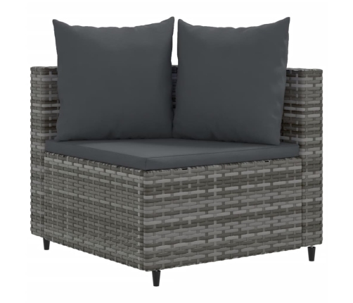 Set de sofás de jardín y cojines 10 pzas ratán sintético gris