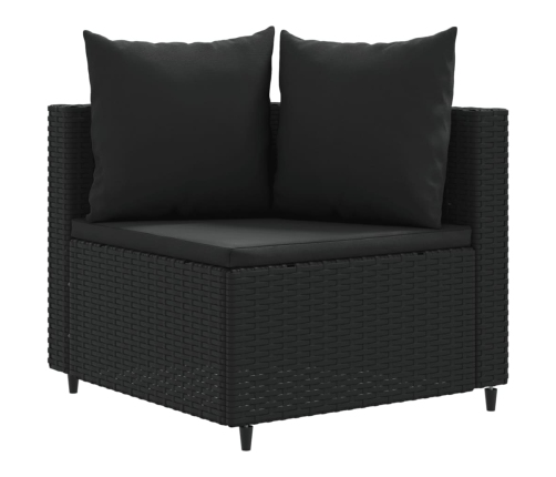 Set de sofás de jardín y cojines 10 pzas ratán sintético negro