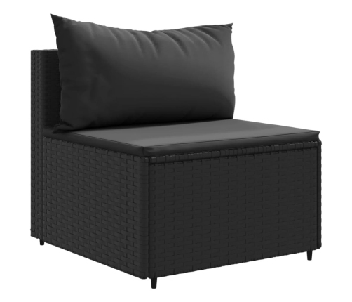 Set de sofás de jardín y cojines 10 pzas ratán sintético negro