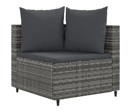 Set de muebles de jardín 6 pzas y cojines ratán sintético gris