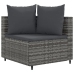 Set de muebles de jardín 6 pzas y cojines ratán sintético gris