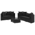 Set de sofás de jardín 6 piezas y cojines ratán sintético negro