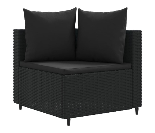 Set de sofás de jardín 6 piezas y cojines ratán sintético negro