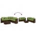 Set sofás de jardín 6 piezas y cojines ratán sintético marrón