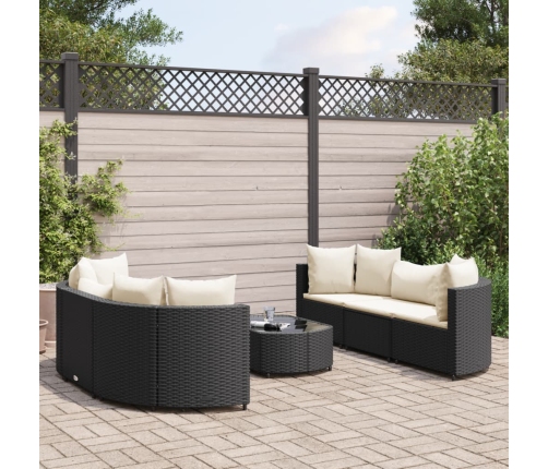 Set de sofás de jardín 7 pzas con cojines ratán sintético negro
