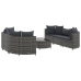 Set de sofás de jardín 7 pzas con cojines ratán sintético gris