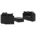 Set de muebles de jardín 5 pzas y cojines ratán sintético negro