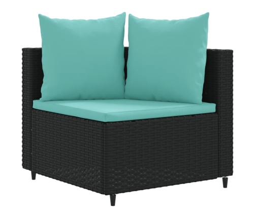 Set de muebles de jardín 5 pzas y cojines ratán sintético negro