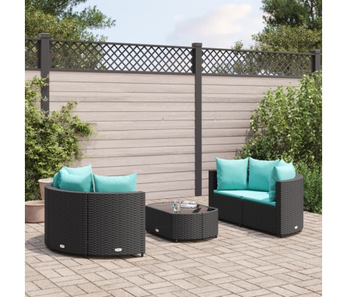 Set de muebles de jardín 5 pzas y cojines ratán sintético negro
