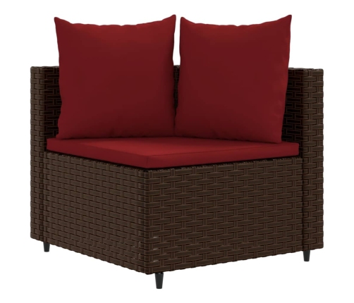 Set comedor de jardín 5 piezas y cojines ratán sintético marrón