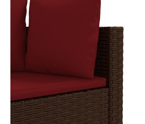 Set comedor de jardín 5 piezas y cojines ratán sintético marrón