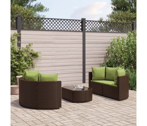 Set comedor de jardín 5 piezas y cojines ratán sintético marrón
