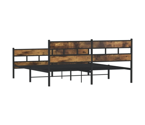 Estructura de cama sin colchón metal roble ahumado 183x213 cm