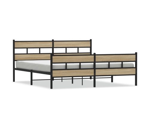 Estructura de cama sin colchón metal roble Sonoma 183x213 cm