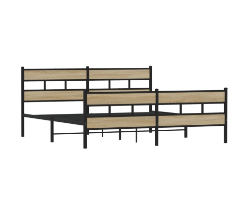 Estructura de cama sin colchón metal roble Sonoma 183x213 cm