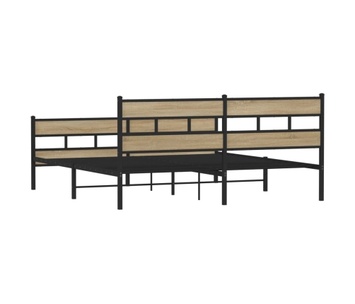 Estructura de cama sin colchón metal roble Sonoma 183x213 cm