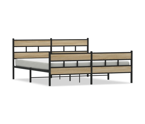 Estructura de cama sin colchón metal roble Sonoma 193x203 cm